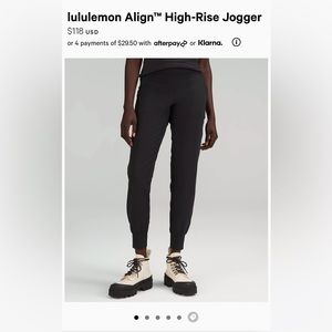 Black Lululemon Align High Rise Jogger, size 6